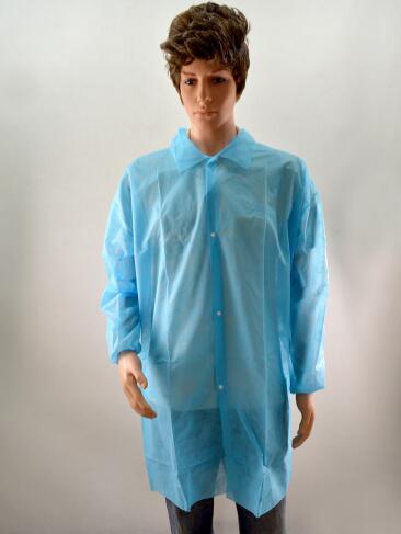 Clean Room Disposable Non Woven Lab Coat SMS Breathable With Elastic Cuff 0