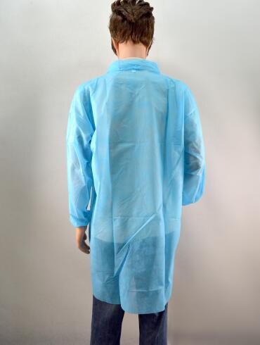 Clean Room Disposable Non Woven Lab Coat SMS Breathable With Elastic Cuff 1