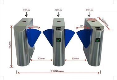 Stainless Steel ESD Turnstile Economic Flap Gate With Tester ID Reader Components