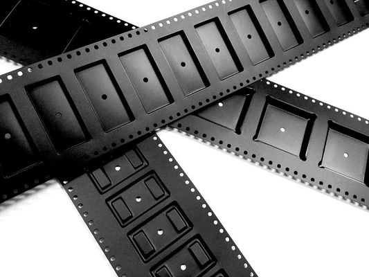 Black Embossed Carrier Tape for SMT - Anti-Static, PS/PC/PET Material, 8-104mm Width