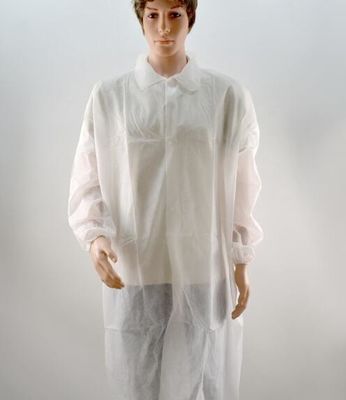 Cleanroom Disposable Lab Coat - SMS Non-Woven, Elastic Cuff, White & Colors, CE Certified