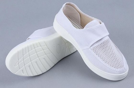 PU & Canvas Cleanroom ESD Shoes - 34-46, Three-Sides Breathable, Velcro, for Food & Pharma