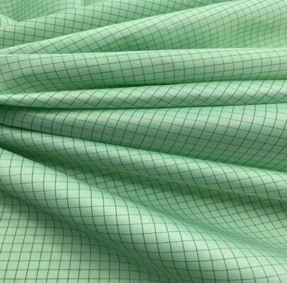 ESD dust-proof fabric for cleanrooms, twill weave, antistatic and breathable, supplied in 150m rolls.