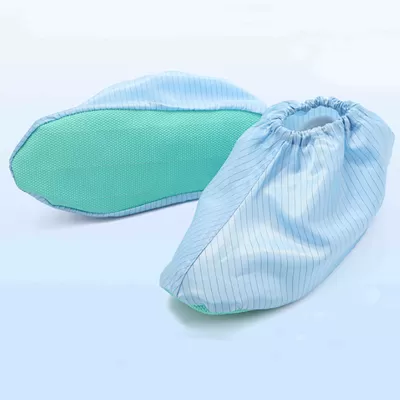Dust Free Anti Static Shoe Cover , Soft Soled Stripe Clean Conductive Shoe Cover