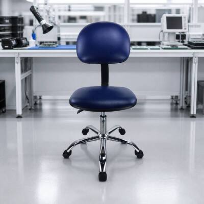 Blue ESD PU Leather Cleanroom Chair 510-700mm Adjustable for Electronics Assembly