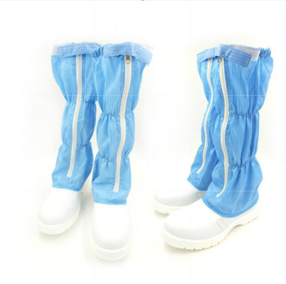 PU Leather 5mm Anti Static Fabric White Blue Clean Room Boots Breathable Reusable