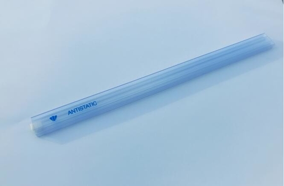 Flexible Esd Anti Static Ic Tubes Packaging Transparent Blue Surface