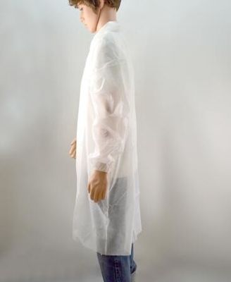 Cleanroom Disposable Lab Coat - SMS Non-Woven, Elastic Cuff, White & Colors, CE Certified