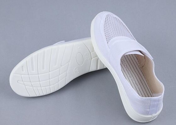 PU & Canvas Cleanroom ESD Shoes - 34-46, Three-Sides Breathable, Velcro, for Food & Pharma