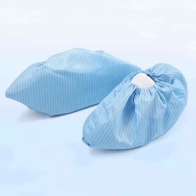 Dust Free Anti Static Shoe Cover , Soft Soled Stripe Clean Conductive Shoe Cover