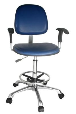 PE Castor Esd Chair With Armrest 420-560mm Adjustable Height Control